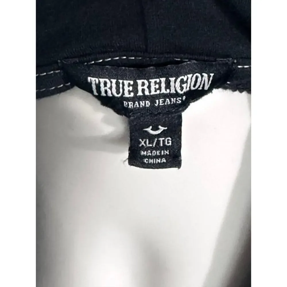 True Religion Hoodie World Tour Mens XL Full Zip Contrast Stitch Y2K Graphic
